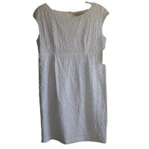 Michael Kors Dress 12 White Swirl Embroidery 100% Cotton Empire Waist